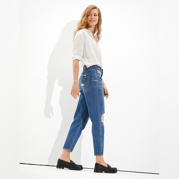 American Eagle Stretch Mom Straight Jean Size 8 Regular - Picture 2 of 15